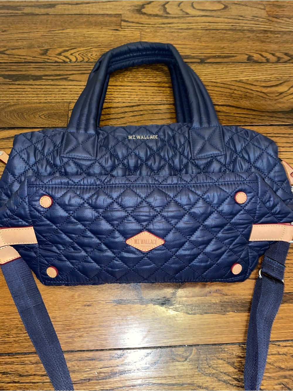 MZ Wallace Sutton Navy Quilted Shoulder Satchel - Picture 3 of 11